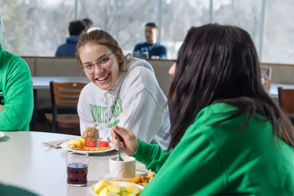 UND Students Eating Together in Dining Hall