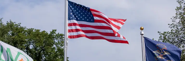 UND Flag, USA Flag, North Dakota Flag